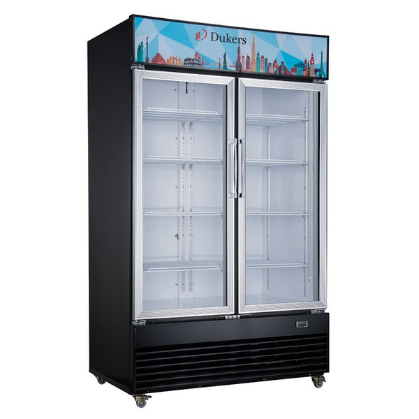 Dukers Commercial Glass Swing 2-Door Merchandiser Refrigerator. Call For Price!