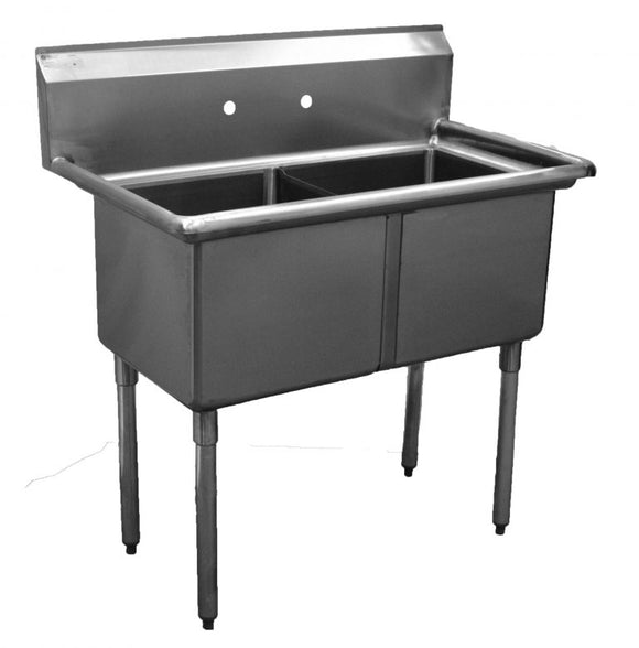 Serv-Ware 14” Deep Economy Series - 2 Bowl 18 Gauge 304 Stainless. Call For Price!