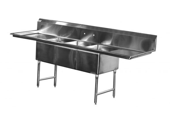 14” Deep Economy Series - 3 Bowl 18 Gauge 304 Stainless. Call For Price!