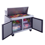 Dukers 2-Door Commercial Food Prep Table Refrigerator in Stainless Steel with Mega Top. Call For Price!