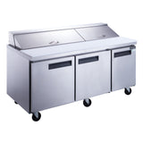 Dukers 3-Door Commercial Food Prep Table Refrigerator in Stainless Steel. Call For Price!