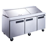 Dukers 3-Door Commercial Food Prep Table Refrigerator in Stainless Steel with Mega Top. Call For Price!