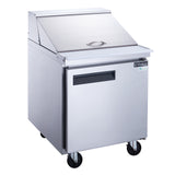 Dukers 1-Door Commercial Food Prep Table Refrigerator in Stainless Steel with Mega Top. Call For Price!