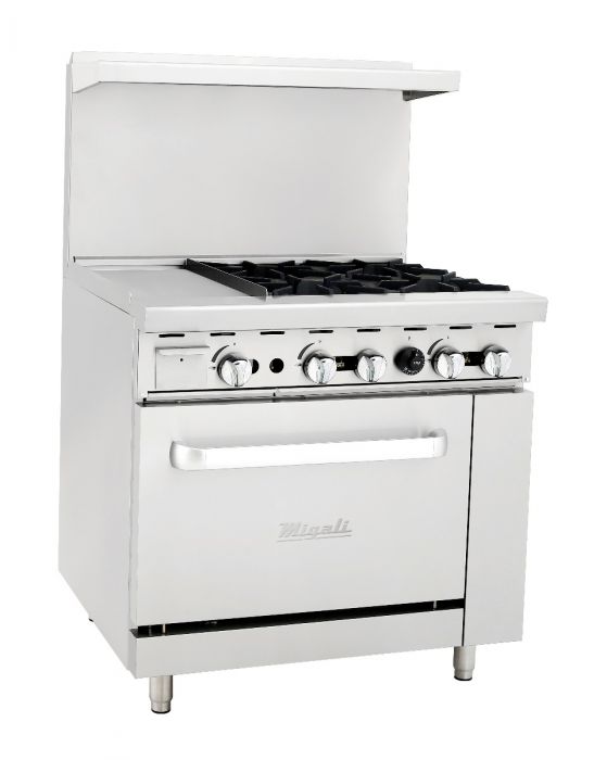 Migali 4 Burner Range, 12” Griddle Left Side Oven Liquid Propane. Call For Price!