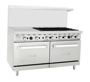 Migali 6 Burner Range 24” Griddle Left Side 2 Ovens, Liquid Propane. Call For Price!