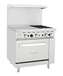 Migali 2 Burner Range, 24” Griddle Left Side Oven, Natural Gas. Call For Price!